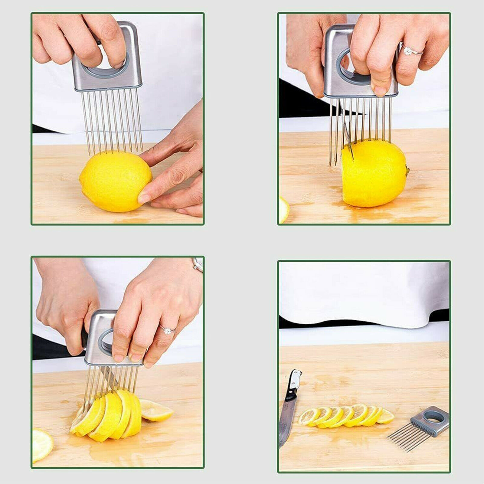 Onion Holder Slicer Vegetable Tools Tomato Cutter Stainless Steel Kitchen Gadget - Image 6