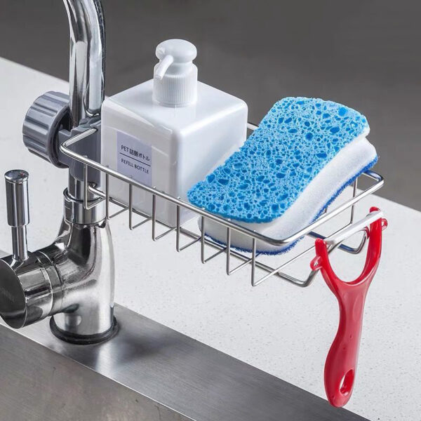 Adjustable Sink Drain Rack Sponge Storage Faucet Holder Soap